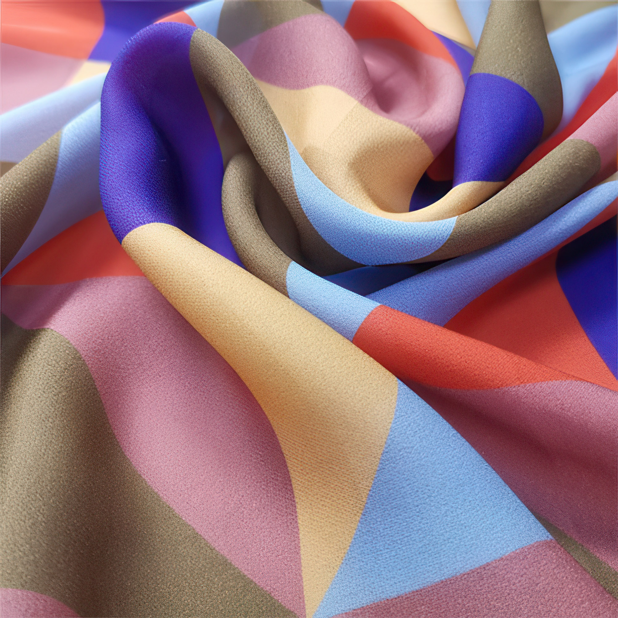 Rayon — geometric colour-block print